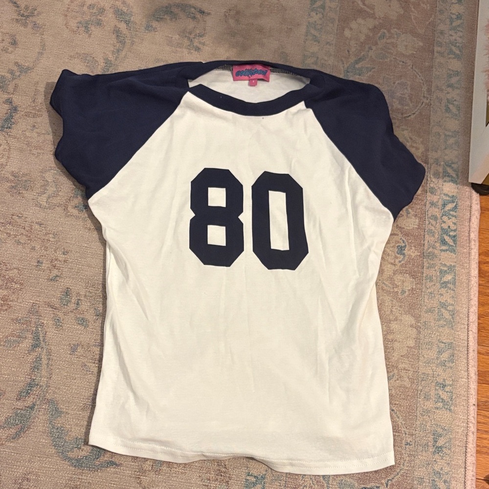 Edikted Navy and White Kids Raglan Tee